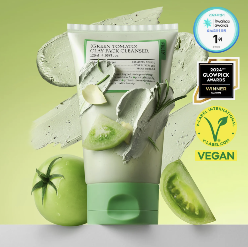 Fully Green Tomato Clay Pack Cleanser offers excessive sebum control and gentle exfoliation.