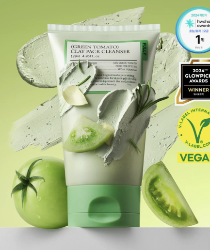 Fully Green Tomato Clay Pack Cleanser offers excessive sebum control and gentle exfoliation.