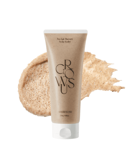 Growus Sea Salt Therapy Scalp Scaler is a 2-in-1 shampoo and exfoliator for the scalp that removes old skin cells and excess sebum