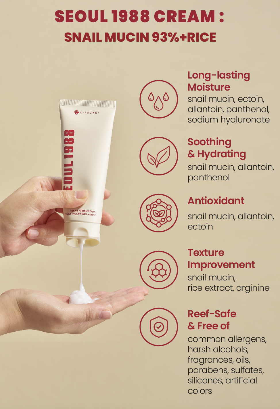 Ksecret Seoul 1988 Cream Snail Mucin 93% + Rice function - forte Ksecret Seoul 1988 Cream Snail Mucin 93 Rice function forte