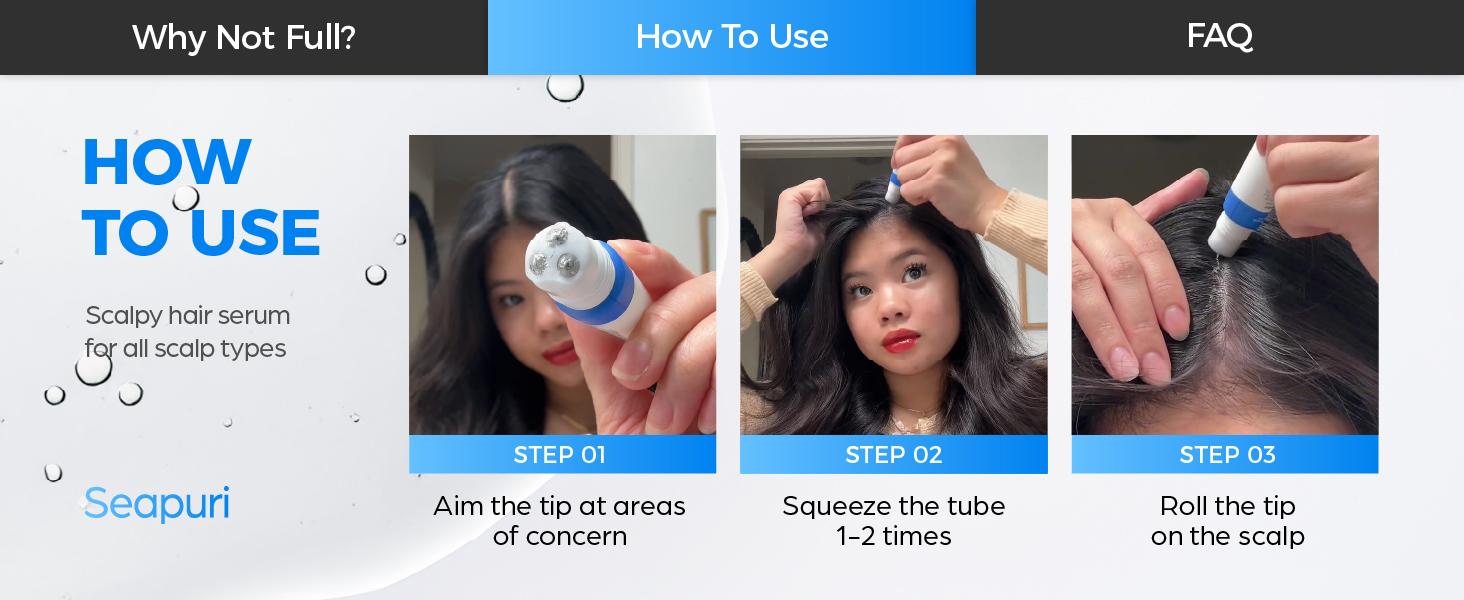 instruction on how to use Seapuri Scalpy Hair Serum