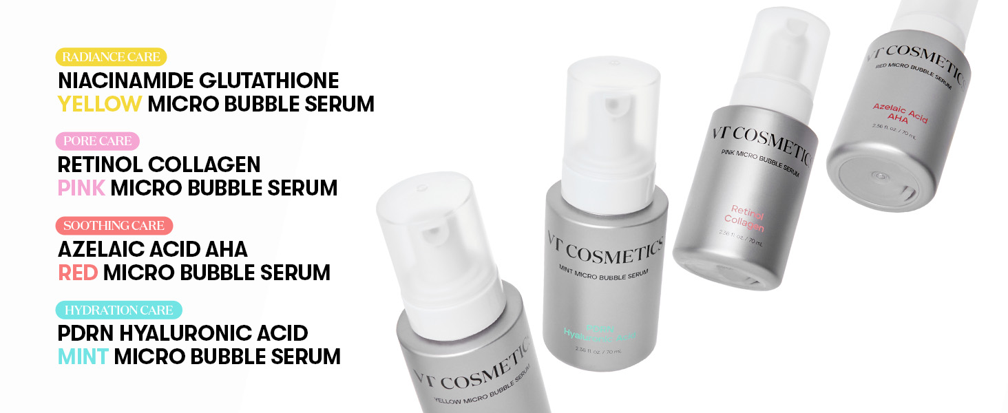 VT Cosmetics Retinol Collagen Pink Micro Bubble Serum types