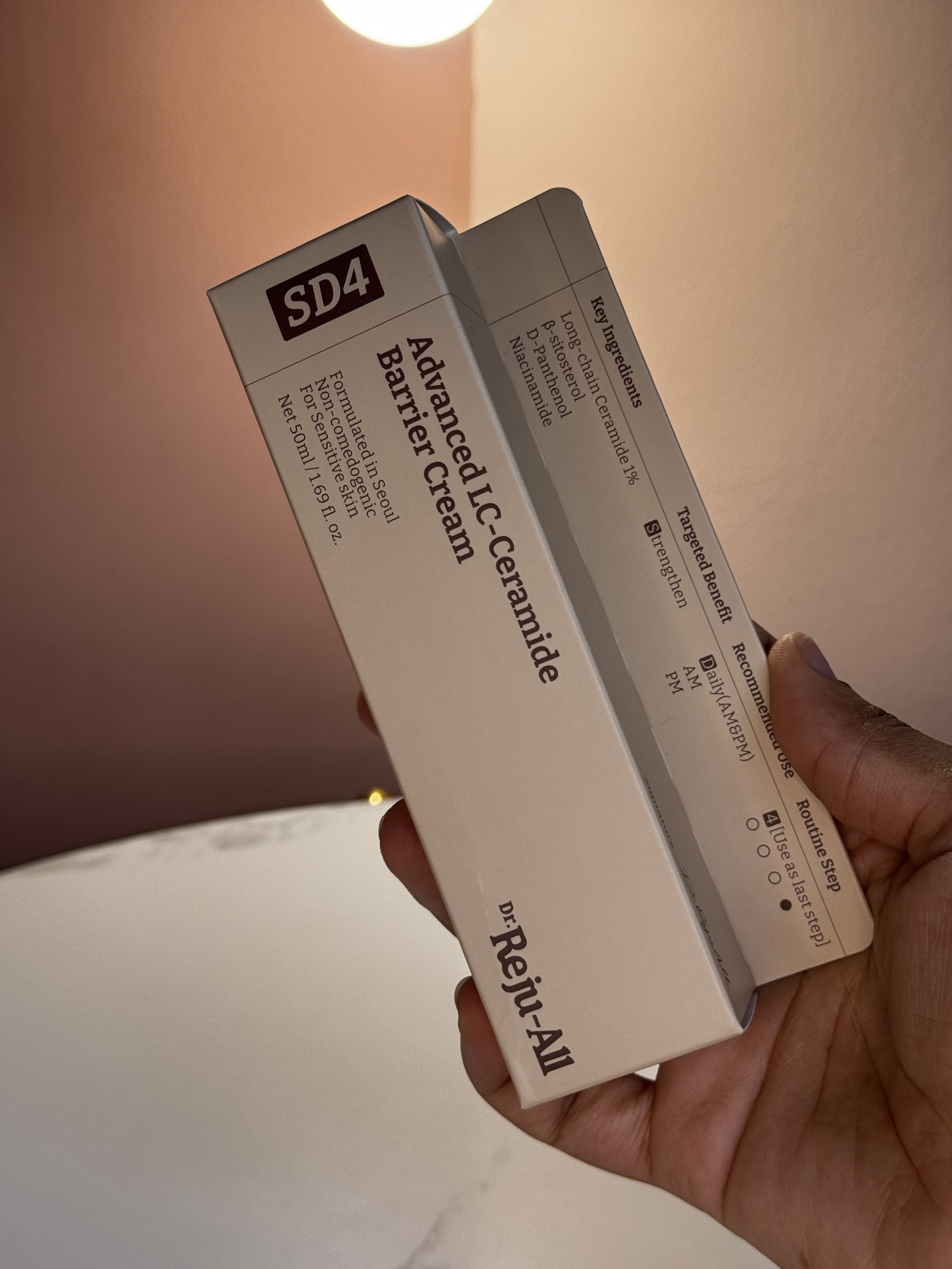 Dr. Reju-All Advanced LC-Ceramide Barrier Cream - forte shopping skincare kbeauty Hand holding skincare cream box