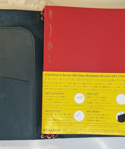 teal star embellished leather folio interior detail with stalogy notebook and red cord - FORTÉ x Penelope Leather Folio Collaboration