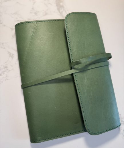 olive leather folio exterior image -FORTÉ x Penelope leather folio collaboration