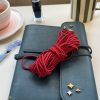 Teal Star Embellished Leather Folio - Red