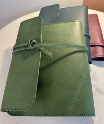 olive leather folio stack - FORTÉ x Penelope leather folio collaboration